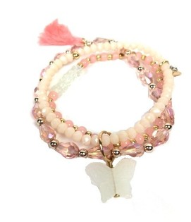 Gelang Ibiza Merah Muda 3 Lapis (1 pc)