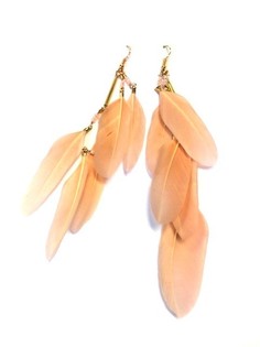 Anting Bulu Warna Oranye/Salem (1 pc)