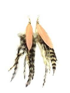 Anting Bulu Macan & Salmon Gaya Ibiza (1 pcs)