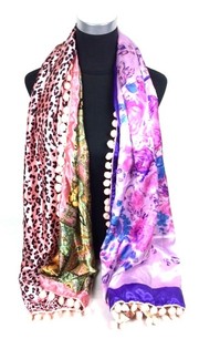 Syal Ibiza Mewah Bolak-Balik Pink/Lilac/Macan (1 pc)