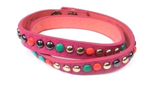 Gelang Fuchsia dengan Studs (Gaya Ibiza)