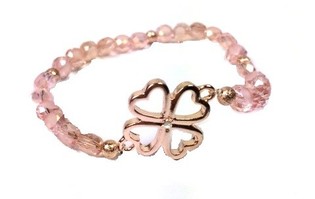 Gelang Elastis Gaya Ibiza Pink Clover (1 pcs)