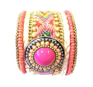 Gelang Lebar Mewah Gaya Ibiza Salmon/Pink (1 pc)