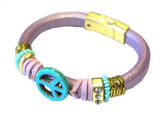 Gelang Ibiza Ungu Simbol Peace (1 pc)