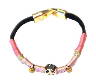 Gelang Gaya Ibiza dengan Simbol Perdamaian Merah Muda (1 pc)