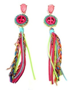 Anting Gaya Ibiza Pink Peace (1 pasang)