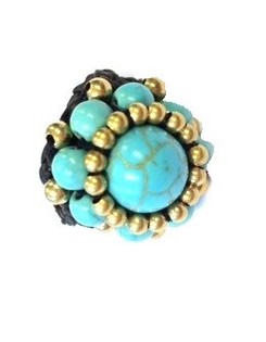 Cincin Gaya Ibiza dengan Batu Turquoise | Cincin Boho Handmade