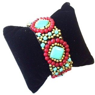 Gelang Gaya Ibiza Turquoise/Merah (1 pcs)