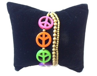 Gelang Warna-warni Gaya Ibiza dengan Simbol Perdamaian (1 pcs)