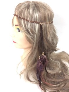 Bando Kepang dengan Bulu Cokelat - Gaya Ibiza (1 pcs)
