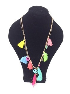 Kalung Panjang Gaya Ibiza dengan Rumbai & Simbol Peace (1 pcs)