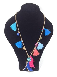 Kalung Panjang Gaya Ibiza dengan Rumbai dan Simbol Perdamaian (1 pcs)