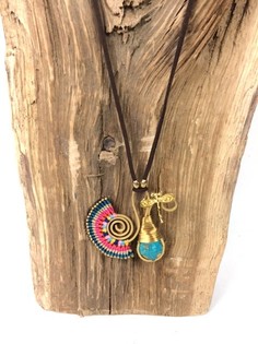 Kalung Ibiza HANDMADE ORIGINALS dengan Bluestone Oranye/Biru (1 pc)