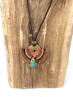 Kalung HANDMADE ORIGINALS dengan Batu Biru Merah/Cokelat (1 pc)