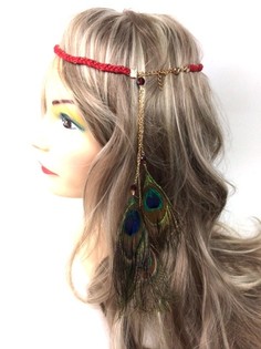 Bando Kepang Bordeaux dengan Bulu Merak (1 pcs)