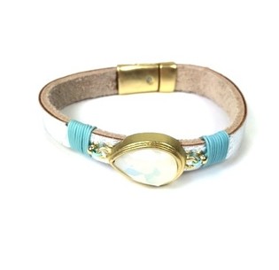 Gelang Perak dengan Tetesan Kerang Mutiara Gaya Ibiza (1 pcs)