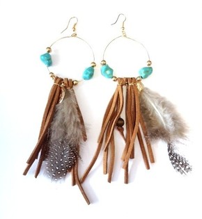 Anting Gaya Ibiza dengan Bulu (1 pcs)