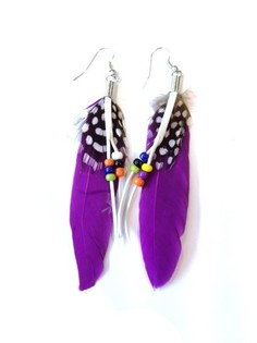 Anting Bulu Gaya Ibiza Ungu (1 pcs)