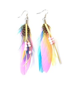 Anting Bulu Gaya Ibiza Merah Muda (1 pcs)