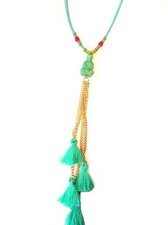 Kalung Gaya Ibiza Turquoise dengan Buddha (1 pcs)