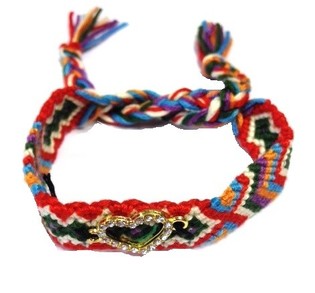 GELANG KEPANG GAYA IBIZA WARNA-WARNI DENGAN HATI BERLIAN IMITASI (1 Pcs)