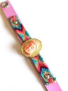 Gelang Mewah Gaya Ibiza Merah Muda/Salmon Buddha (1 pc)
