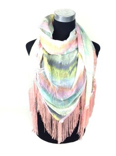Syal Mint/Pink dengan Rumbai - Gaya Ibiza (1 pcs)
