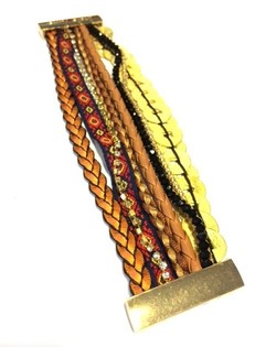 Gelang Gaya Ibiza Cokelat dengan Koin (1 pc)