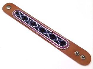 Gelang Kulit Aztec dengan Strass Transparan (1 pc)