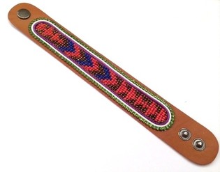 Gelang Kulit Aztec Rhinestone Biru (1 pcs)