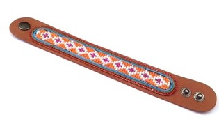 Gelang Kulit Aztec Manik-Manik Merah (1 pcs)