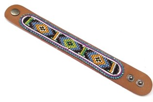 Gelang Kulit Aztec Manik-Manik Biru (1 pc)
