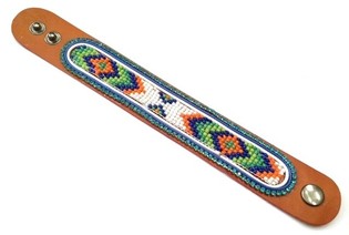 Gelang Kulit Aztek dengan Strass Biru Muda (1 pc)