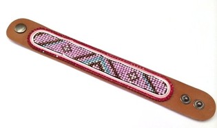 Gelang Kulit Aztek dengan Strass Merah (1 pc)
