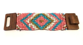 Gelang Aztec Gesper Kayu Biru/Pink (1 pc)