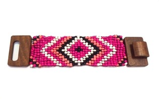Gelang Kayu Aztek Gesper Fuchsia (1 pcs)