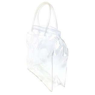 Tas Kemasan Transparan Mewah Alas Kotak dengan Gagang Kokoh 18.5x18cm (25 pcs)