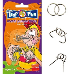 SMIFFY'S 3 Puzzle Logam Asah Otak pada Kartu (24 pcs)