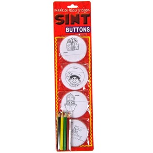 Pin Mewarnai DIY Tema Sinterklas (Santo Nikolas) - Termasuk Pensil Warna (12 Pcs)