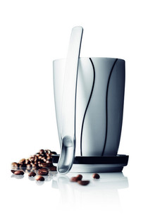 CANGKIR TERMO BESAR MENU BLACK CONTOUR DENGAN TATAKAN DAN SENDOK LATTE (1 pcs)
