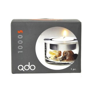 QDO - Tempat Lilin Mewah Stainless Steel & Kaca (1 pc)