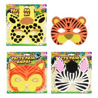 Topeng Hewan Bahan Busa Assorted dengan Gantungan Kartu (18 pcs)