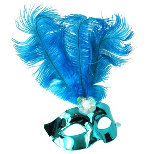 Topeng Mata Biru dengan Bulu - Model 17 (6 pcs.)