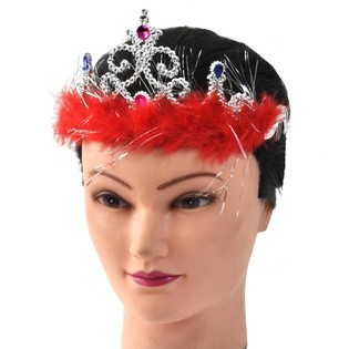 Mahkota Putri Perak dengan Bulu Halus - Model 4 (12 pcs)