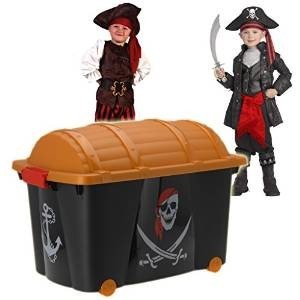Kotak mainan besar motif bajak laut | 60L roda