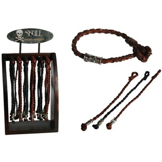 Gelang Kulit Kepang "Skull" dengan Display Kayu (96 pcs)