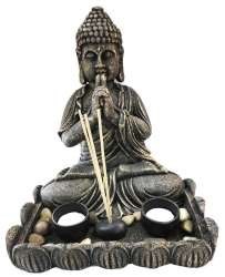 Patung Buddha Dekoratif dengan Lilin Tealight & Dupa (1 Pcs)