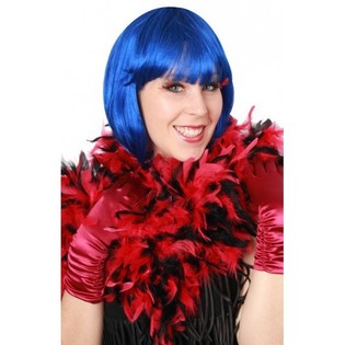 Syal Bulu Boa Merah Hitam 180 cm (6 pcs)