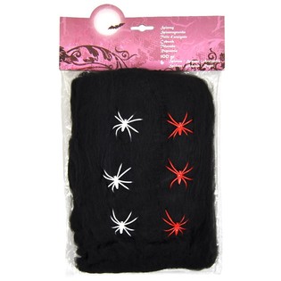 Sarang Laba-Laba Halloween Hitam 100g dengan 6 Laba-Laba (6 pcs)
