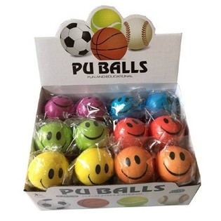 BOLA PU WAJAH CERIA &Oslash;10 CM DALAM DISPLAY (36 pcs)